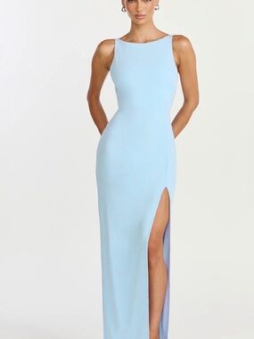 INDI MAXI DRESS Boat Neck Bodycon Dress In Light Blue